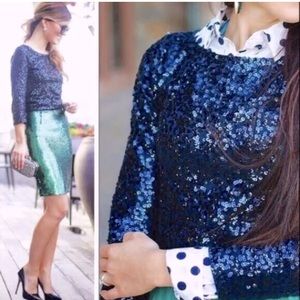 J.Crew Factory Navy Sequin Party Top Size S